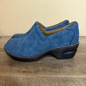 BOC Børn Women's 8 Blue Suede Peggy Clogs Comfort Nurse Shoes